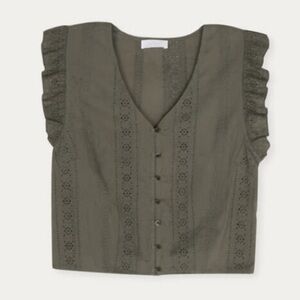Oak + Fort Olive Green Eyelet Top
